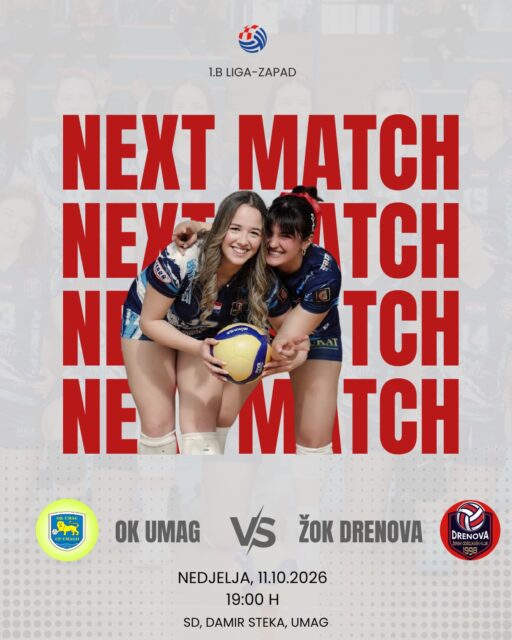 SENIORKE-PRVA EKIPA 1.B Liga- Zapad | 2.koloNaše seniorke prvu gostujuću utakmicu ove sezone igraju protiv ekipe @ok_umag📆 11.10.2026.⏰ 19:00📍SD, Damir Steka, Umag